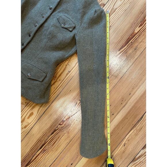 Vintage 90s Ralph Lauren Wool Green Gray Fitted Button Front Blazer Small - Picture 9 of 12